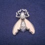 Brosche Schmetterling mit Perlmutt-Einlage, silberfarbenes Metall 37×44 mm