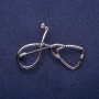 Brosche Stethoskop aus grauem Metall, 44×30 mm