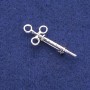 Brosche 'Spritze mit Strasssteinen' aus silberfarbenem Metall 17 × 45 mm