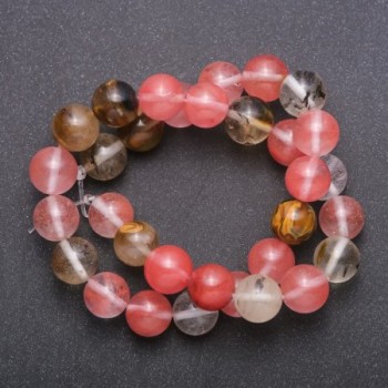 Chalzedon-Naturperlen assortiert auf Schnur, glatte Kugeln, Durchmesser ca. 12 mm, Länge 37 cm