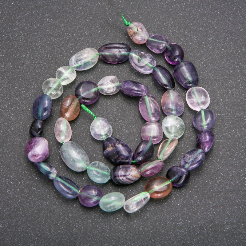 Perlen auf einer Schnur aus natürlichem Fluorit, Ø ca. 7–9 mm, Länge 40 cm