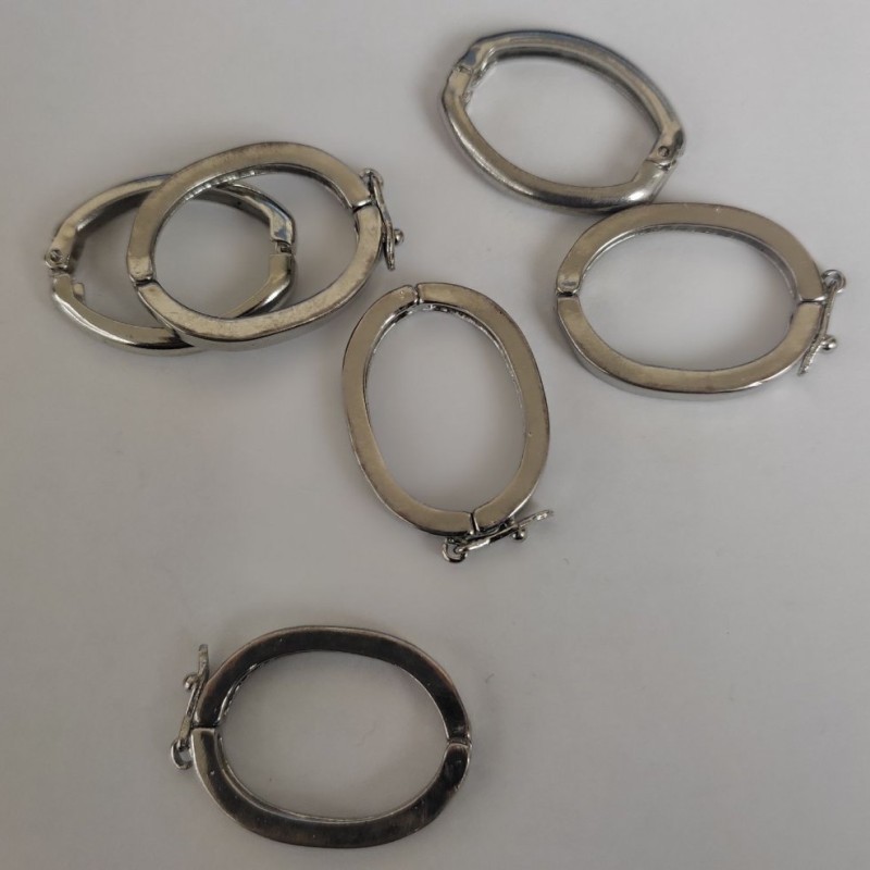 Anhänger-Fassung mit Verschluss, Metallfarbe Silber, 29×21 mm