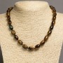 Kette aus Tigerauge, Bohnenform-Perlen 10×14 mm, Länge 45–48 cm +