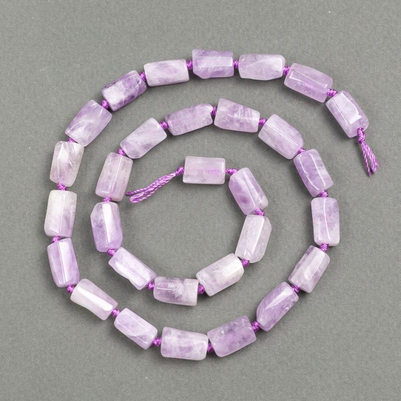 Amethyst-Naturstein-Perlen, facettierte Zylinderperlen, Durchmesser 13 x 7 mm, Fadenlänge ca. 43 cm