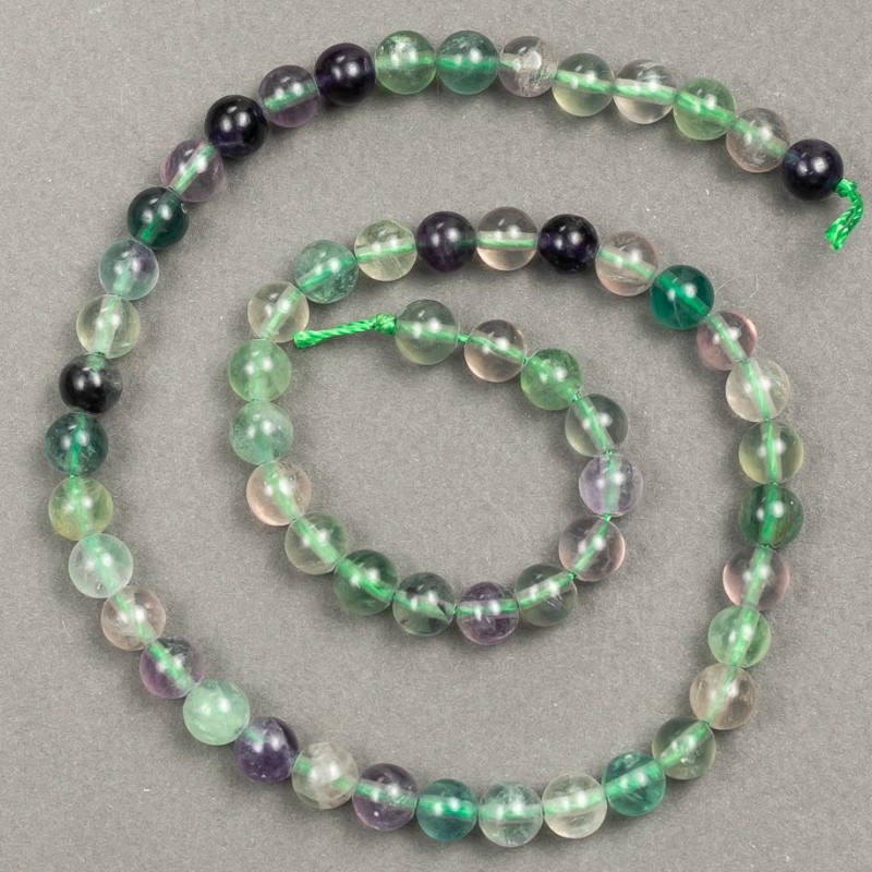 Natürliche Fluorit-Perlen auf Faden, Durchmesser 6 mm, Länge ca. 38 cm +