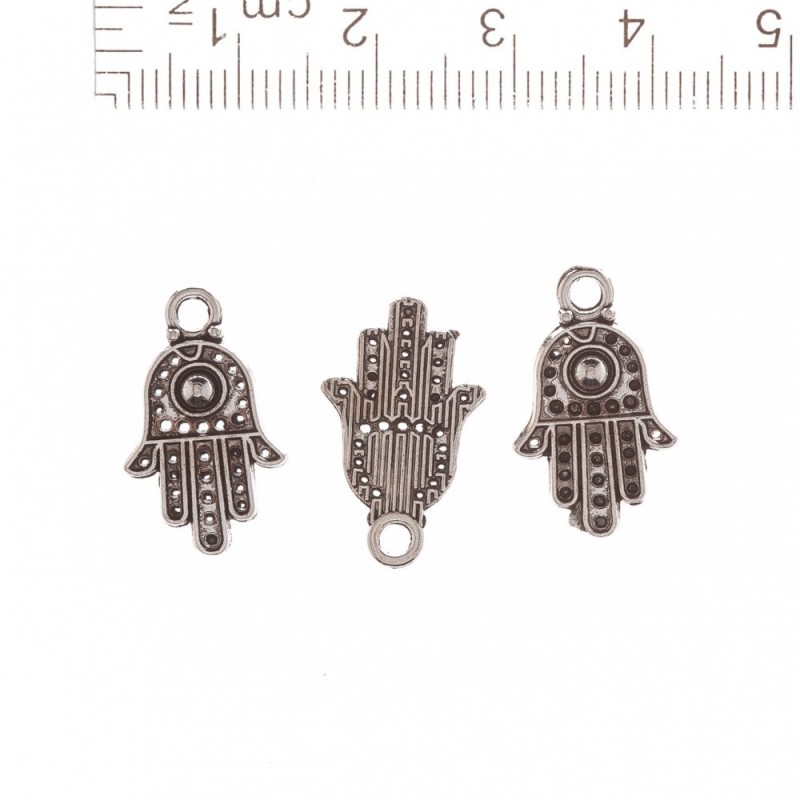 Schmuckzubehör Anhänger Hamsa Kugel in der Mitte "Niete" 20×12 cm Packung 20 g +- 35 Stück