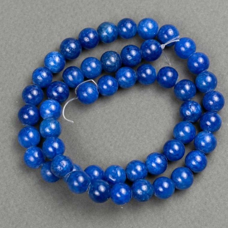 Perlen auf Schnur Lapis-Lazuli (künstliches Acryl) glatte Kugeln, Durchmesser ca. 8,5 mm, Länge ca. 39 cm