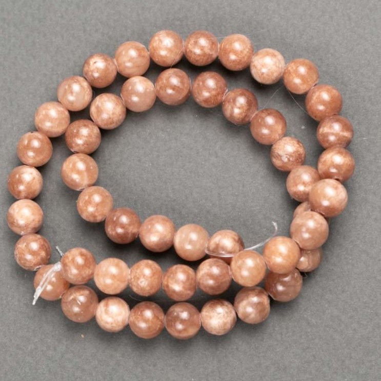 Perlen Selenit (künstliches Acryl) – glatte Kugeln, Durchmesser ca. 8 mm, Länge ca. 40 cm, auf Nylonschnur
