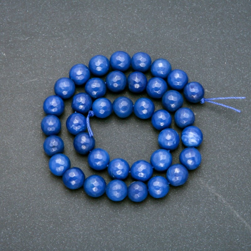 Apatit-Perlen auf Schnur, facettierte Kugeln, Durchmesser 10 mm, Länge 38 cm +