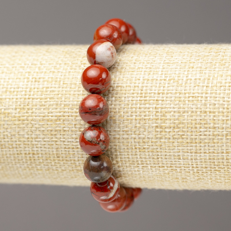 Armband aus rotem Jaspis, Durchmesser 10 mm, Länge 18 cm+