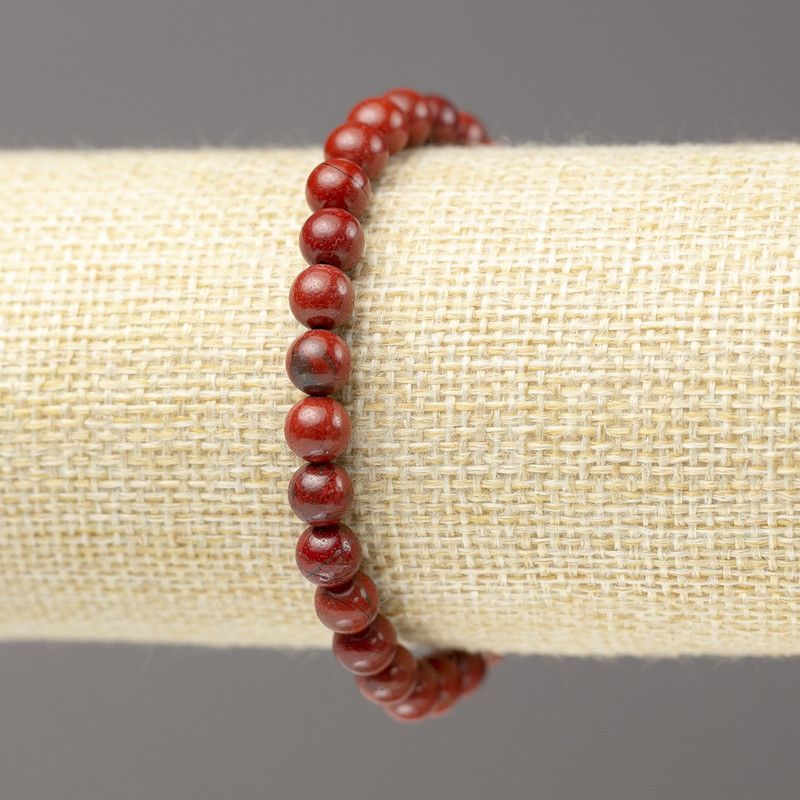 Armband aus rotem Jaspis, Durchmesser der Perlen 6,5 mm, Länge 18 cm, Elastikband