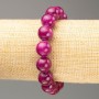 Elastisches Armband aus getöntem Quarz (künstliches Acryl) – glatte Kugeln, Ø 12,5 mm, Länge ca. 18 cm, Farbe: himbeerfarben