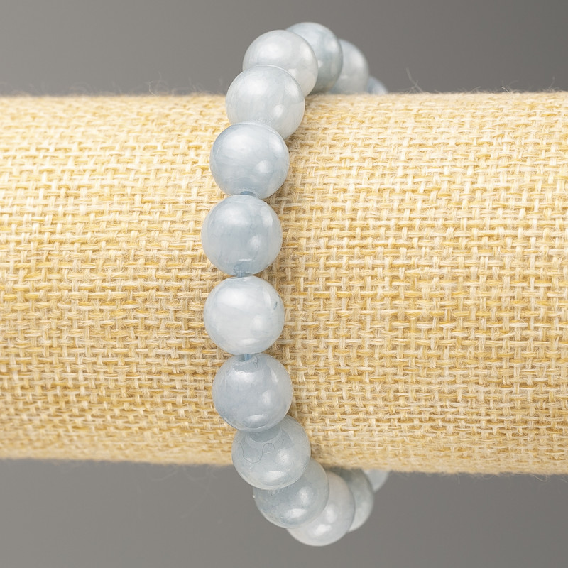 Armband aus Acrylkugeln in Aquamarin-Imitation, elastische Schnur, glatte Kugeln Ø 10 mm, Länge ca. 18 cm