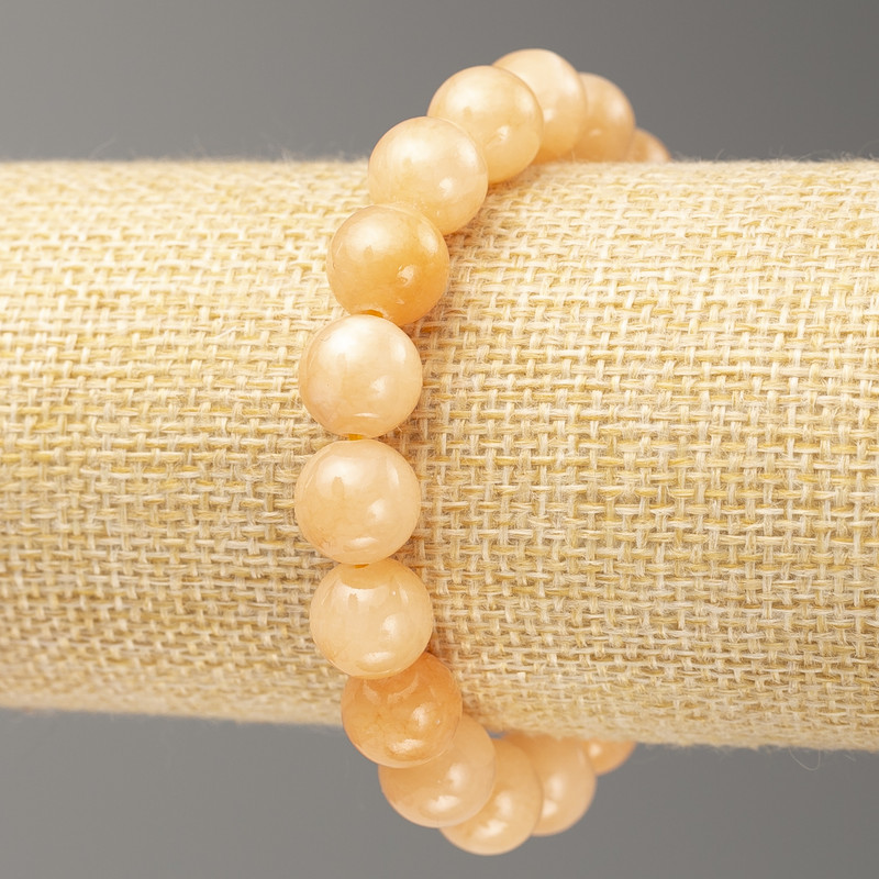Armband auf Elastikband – Selenit-Imitation aus Acryl, glatte Kugeln, Durchmesser ca. 10 mm, Länge ca. 18 cm