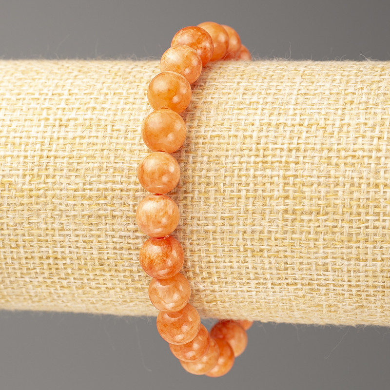Armband Koralle Orange (Acryl), Durchmesser ca. 8 mm, Länge ca. 18 cm, glatte Kugeln auf Elastikband