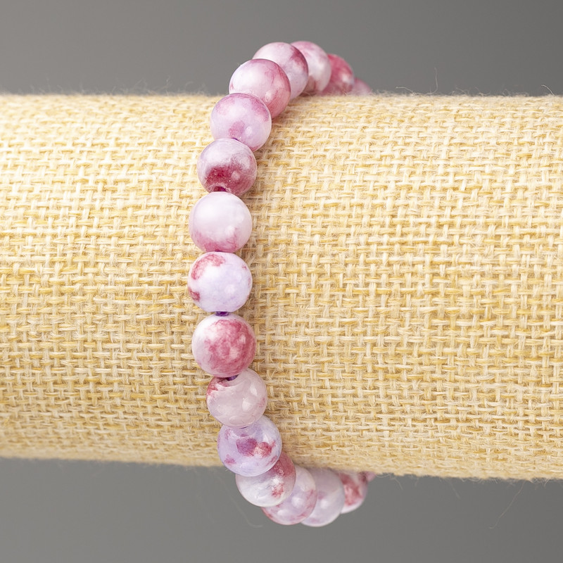 Armband dunkelrosa-violettes Amethyst (künstliches Acryl) glatte Kugel, Durchmesser ca. 8 mm, Länge ca. 18 cm, Stretcharmband