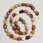 Mookaite-Jaspis Perlen auf Schnur, galvanische Beschichtung, Durchmesser 7 × 10 mm, Schnurlänge ca. 40 cm