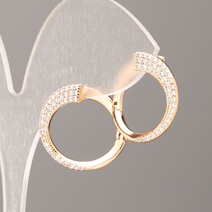 Ohrringe Xuping Vergoldung 18K mit weißen Strasssteinen, Durchmesser 21×20 mm+