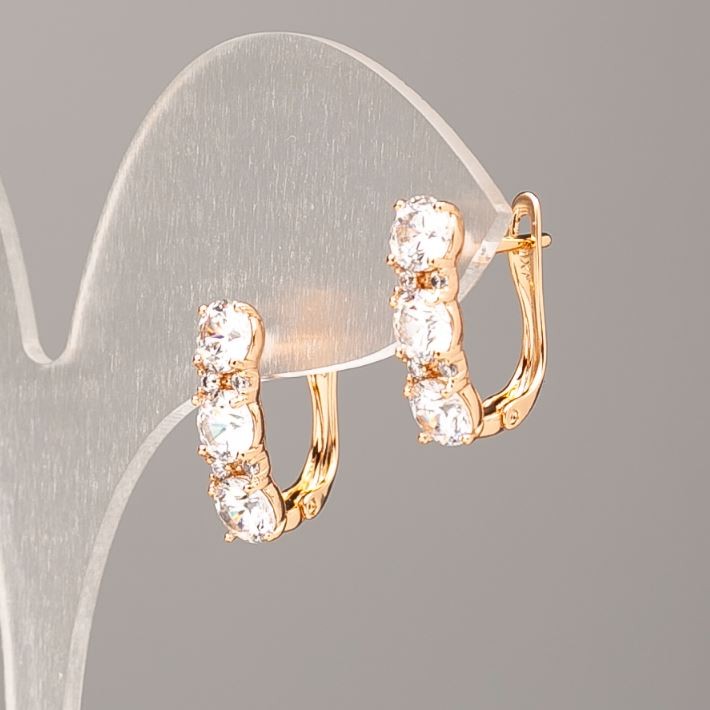 Ohrringe Xuping 18K-Vergoldung mit weißen Kristallen, Durchmesser 17 × 5 mm+