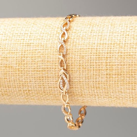 Xuping Armband 18K-Vergoldung, Länge 19 cm, Dicke ca. 5 mm, mit weißen Strasssteinen