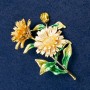 Brosche-Anhänger Gänseblümchen-Blüten, Emaille, goldfarbenes Metall 63×50 mm