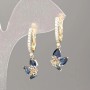 Ohrringe Xuping mit 18K-Vergoldung, blauem Stein, weißen Strasssteinen 30×10 mm