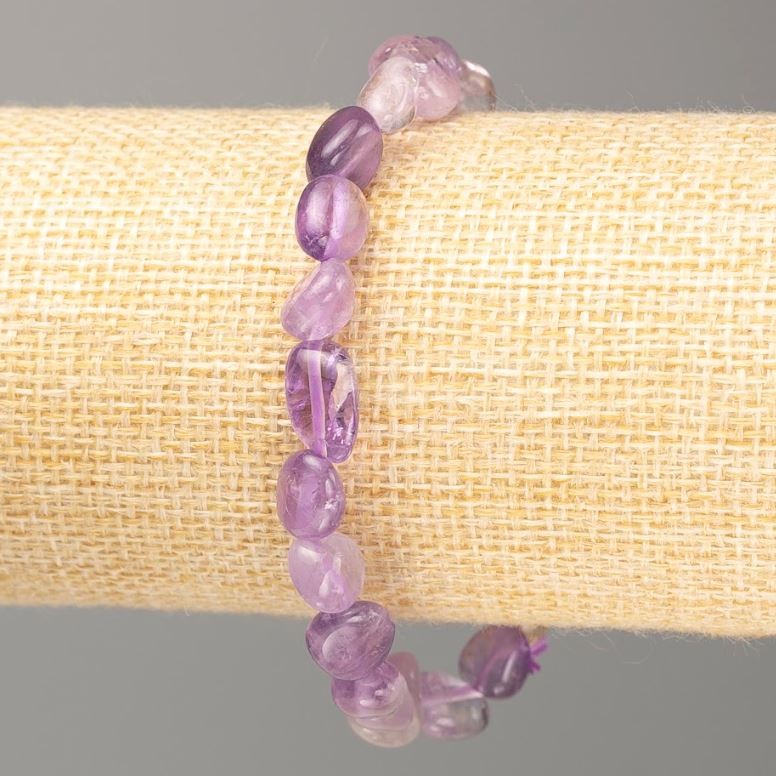 Armband aus natürlichem Amethyst, polierte Trommelsteine, Maße ca. 11 × 8 mm, Länge ca. 18 cm