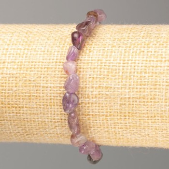 Armband aus natürlichem Amethyst, trommelgeschliffene Perlen, Durchmesser 8 x 5 mm, Länge 18 cm ±