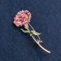 Brosche 'Nelke' mit rosa Emaille, goldfarbenes Metall 59×24 mm