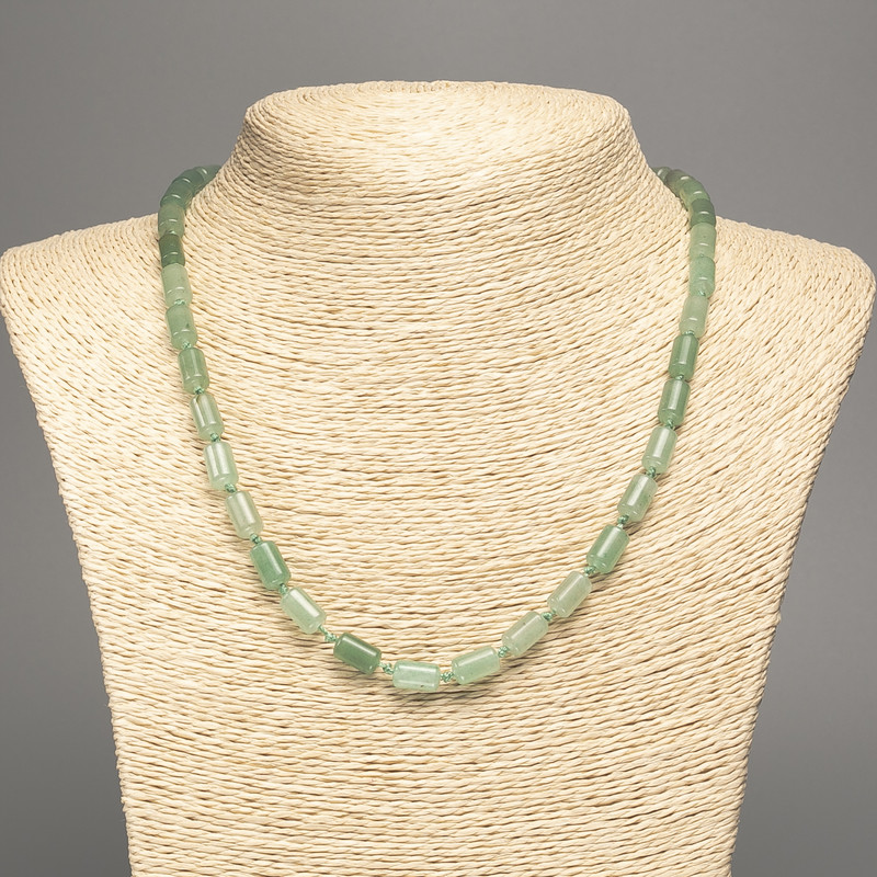 Halskette aus natürlichem Nephrit-Jade, glatte zylindrische Perlen, Durchmesser 10 × 6 mm, Länge ±50 cm