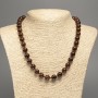 Kette 'Tigerauge' Glatte Perlen, Durchmesser ca. 10 mm, Länge ca. 50 cm, aus weißem Nephrit (synthetisch gefärbt)