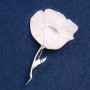 Blumenbrosche, rosa Perlmutt mit Glitzersteinen, silbernes Metall 70×46 mm
