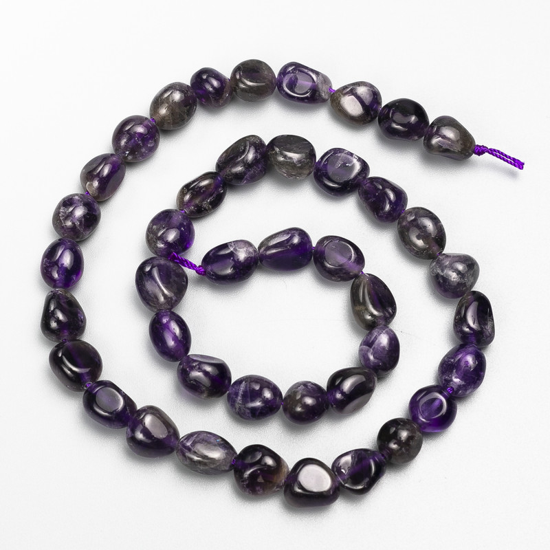 Amethyst-Perlen aus Stein, facettiert, Durchmesser ca. 9–10 mm, Länge ca. 40 cm