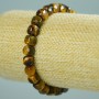 Armband aus Tigerauge, Naturstein, facettierte Würfel, Durchmesser ca. 7 mm, Länge 18 cm (Stretch)