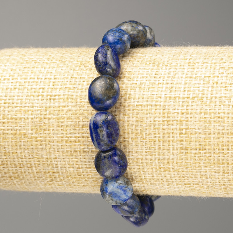 Armband aus natürlichem Lapislazuli, facettierte Perlen, Durchmesser ca. 10 x 12 mm, Länge ca. 18 cm (Stretch)