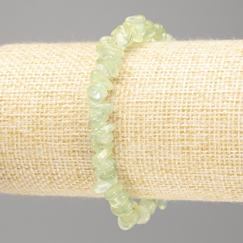 Armband aus Prehnit-Naturstein, facettierte Perlen, Durchmesser ca. 9×3 mm, Länge ca. 18 cm (Stretch)