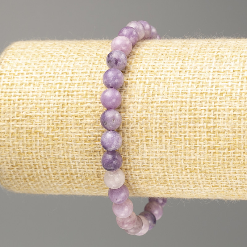 Armband aus künstlichem Lepidolith (Acryl) glatte Kugel, Durchmesser 6,5 mm, Länge 18 cm (Elastik)