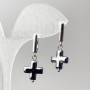 Ohrringe Hämatit-Kreuz, Durchmesser ca. 12 mm, Länge ca. 32 mm