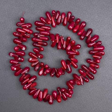 Natürliche Korallen-Seedperlen, Durchmesser ca. 13 × 6 mm, Länge ca. 40 cm, auf Nylonfaden