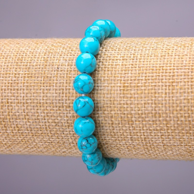 Armband aus Türkis – einzelne glatte Kugel, Durchmesser ca. 8 mm, auf elastischem Band, Länge 18 cm