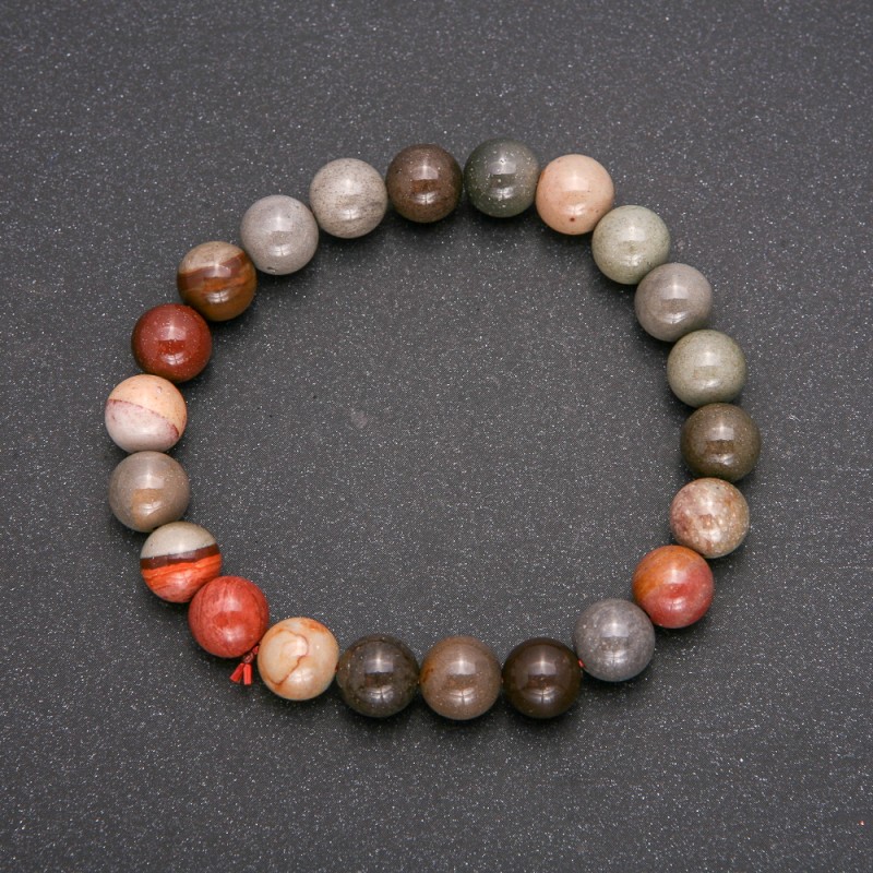 Elastisches Armband aus natürlichem Jaspis, glatte Kugeln, Ø 8 mm, Umfang 18 cm