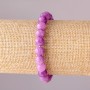 Armband aus getöntem Quarz im Amethystlook – elastisches Band, glatte Kugeln, Durchmesser 8 mm, Umfang 18 cm