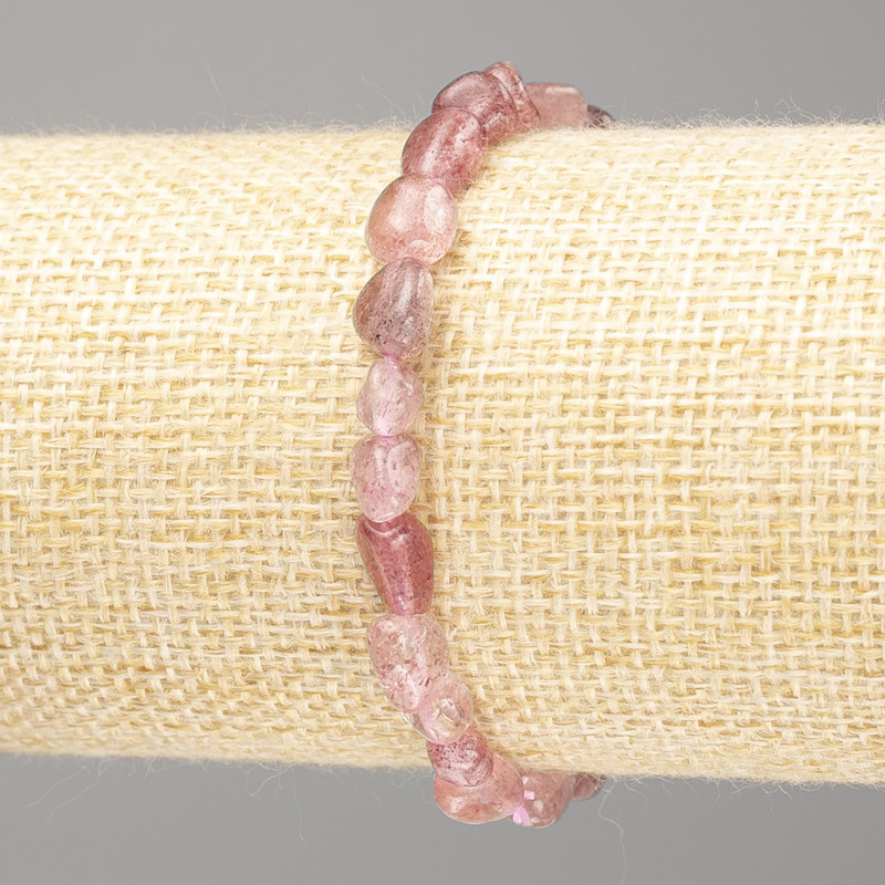 Armband Erdbeerquarz, Naturstein, facettiert, Ø 8×10 mm ±, Länge ca. 18 cm (Elastikarmband)