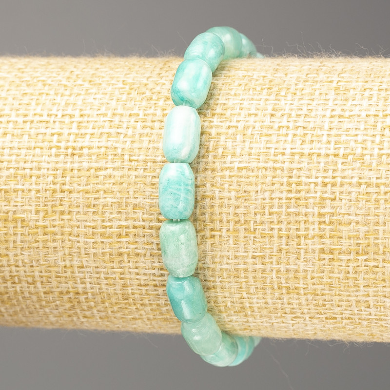 Armband aus natürlichem Amazonit – Barrel-Perlen, Durchmesser 9 × 6 mm, Länge 18 cm (Stretcharmband)