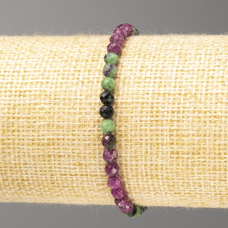 Armband aus natürlichem Zoisit, facettierte Kugeln, Durchmesser 4 mm, Länge 18 cm (Stretch)