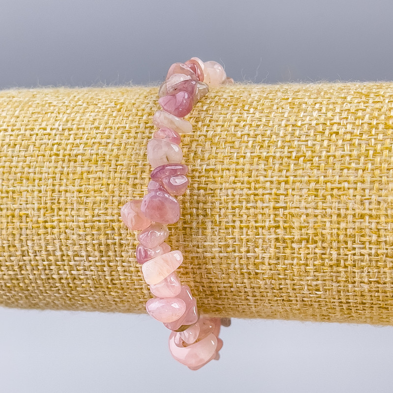 Armband aus Turmalinquarz – Naturstein-Chips, Durchmesser 8 x 3 mm, Länge 18 cm (Stretcharmband)