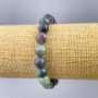 Armband Zoisit, natürlicher Stein, facettierte Kugeln, Durchmesser ca. 10 mm, Länge 18 cm (Elastikband)