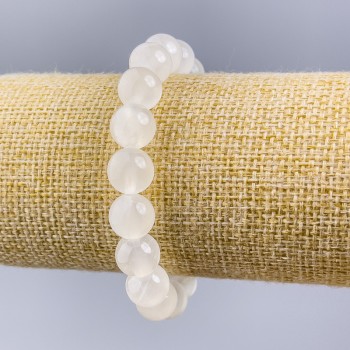 Armband aus Belomorit, Naturstein, glatte Kugeln, Durchmesser ca. 10 mm, Länge 18 cm (Stretch)