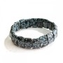 Elastisches Armband in Schwarz-Weiß aus Schnee-Obsidian, Apache-Tränen, rechteckige Steine 11×15 mm (±)