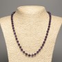 Kette aus Amethyst-Naturstein mit glatten Kugeln, Durchmesser 6,5 mm, Länge 46 cm